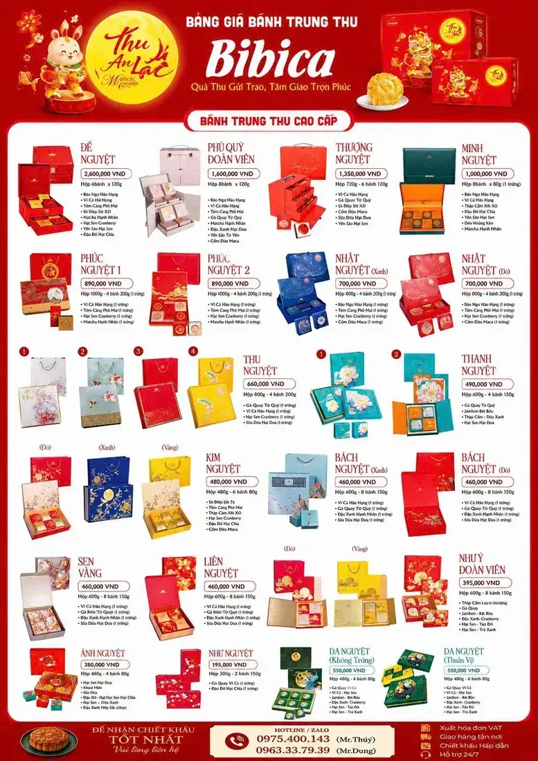 Hộp bánh trung thu 4 bánh cho quà tặng nhân viên doanh nghiệp