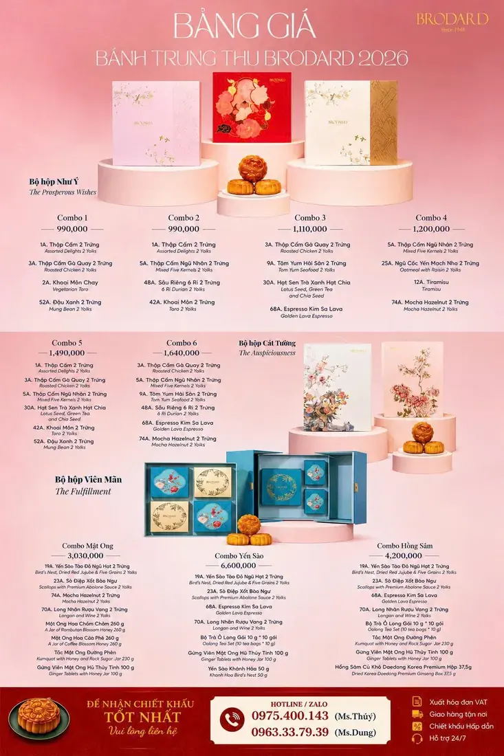 Bộ hộp quà bánh trung thu cao cấp Brodard